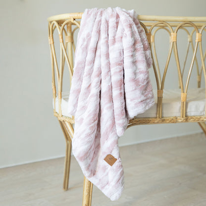 Super Soft Marble Pink Fur Blanket